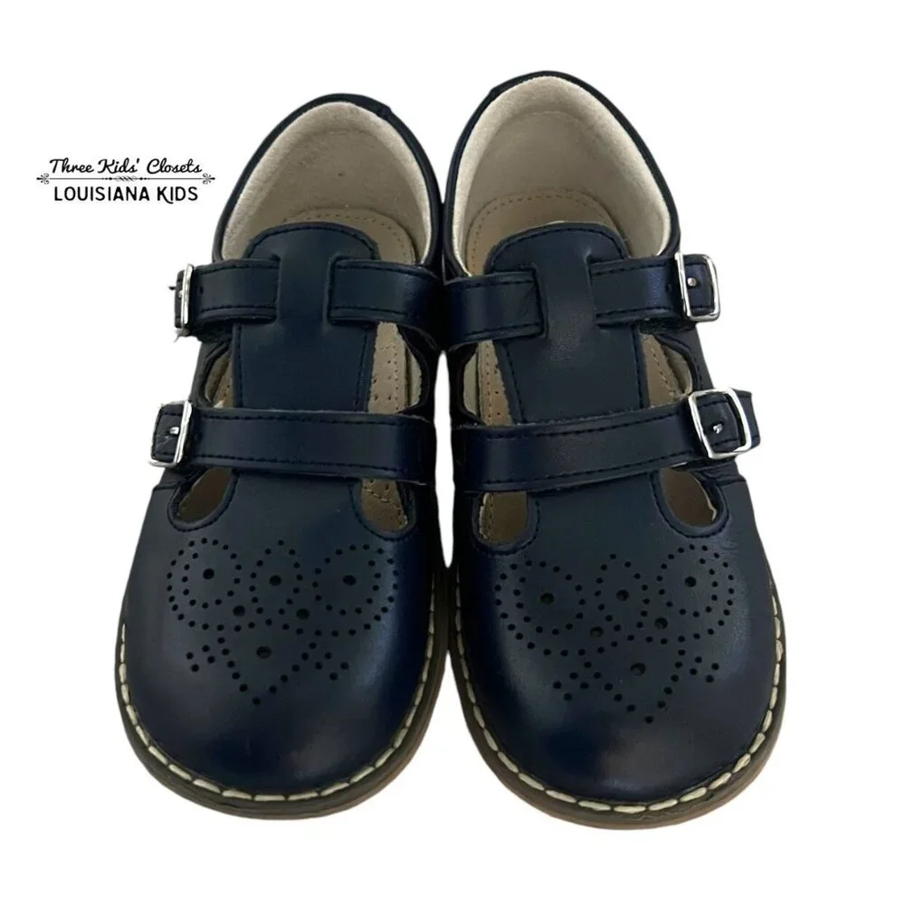 L'Amour Sz 12 Beatrix Navy Leather Mary Jane T-Strap Dress Shoes